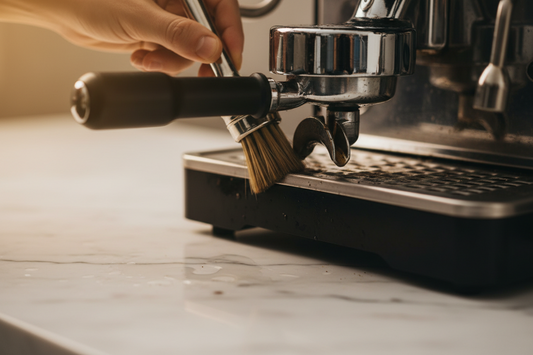 Nettoyage groupe infuseur machine expresso avec brosse de précision CaffeoCare