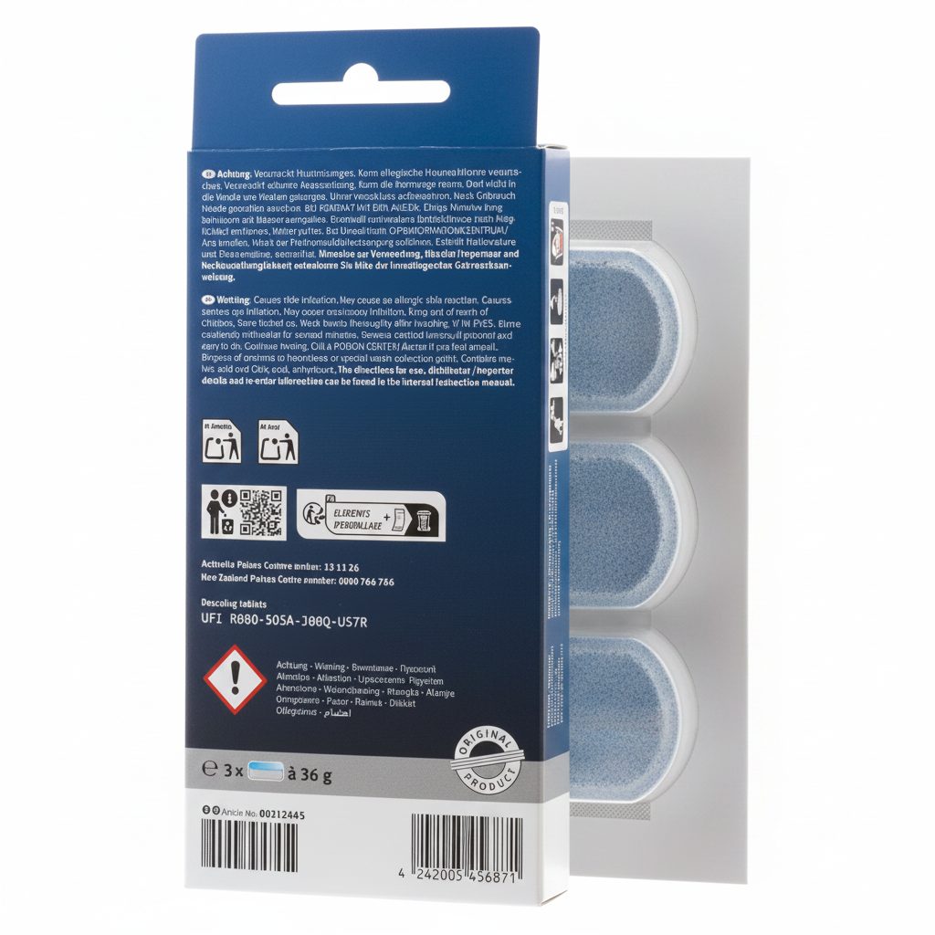 Pastilles détartrantes Bosch Siemens TCZ8002A 3x36g - vue dos packaging